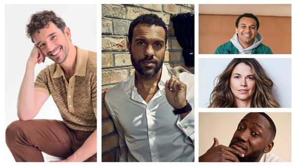 Collage der fünf Neuzugänge in Staffel 2 von „Rooster“: Michael Urie, O-T Fagbenle, Zavior Phillips, Sutton Foster und Lamorne Morris