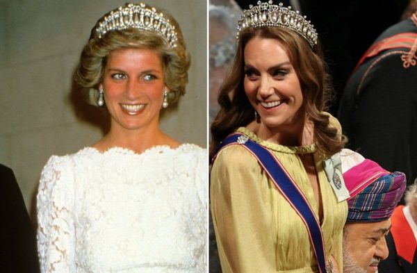 Prinzessin Diana trug ihre Tiara häufig - hier etwa 1985 bei einem Besuch in Washington. Ihre Schwiegertochter Prinzessin Ka…
