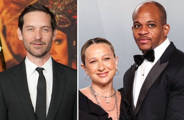Tobey Maguire (l.), seine Ex-Frau Jennifer Meyer und deren neuer Ehemann Geoffrey Ogunlesi.
