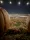 Pumpkins spread across a field under string lights at night at Missoula Fall Fest