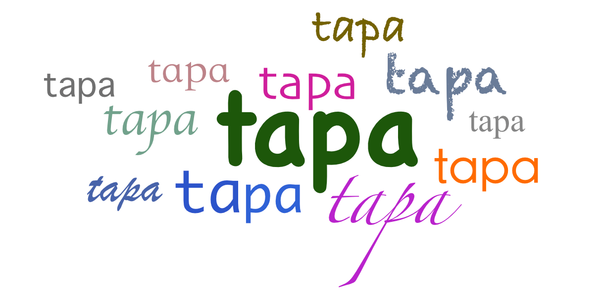 The word "tapa" in various fonts