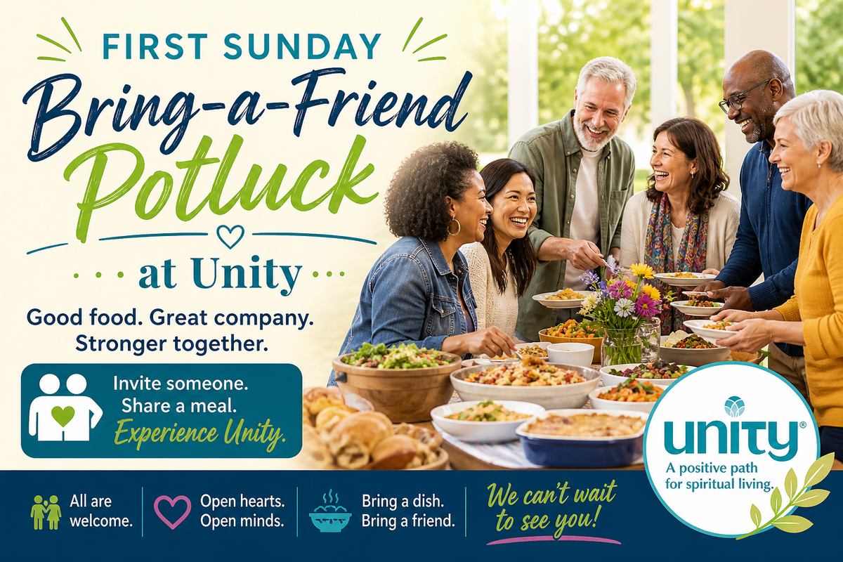 First Sunday Bring-a-Friend Potluck on May 3rd!