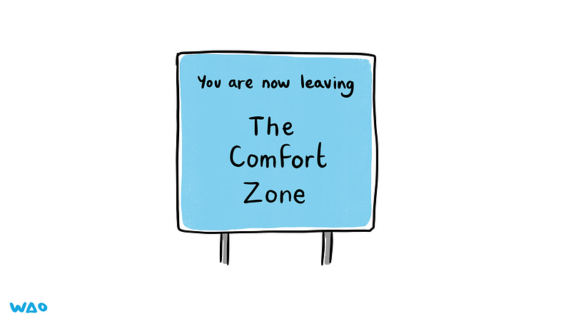 Sign which reads: ‘You are now leaving The Comfort Zone’