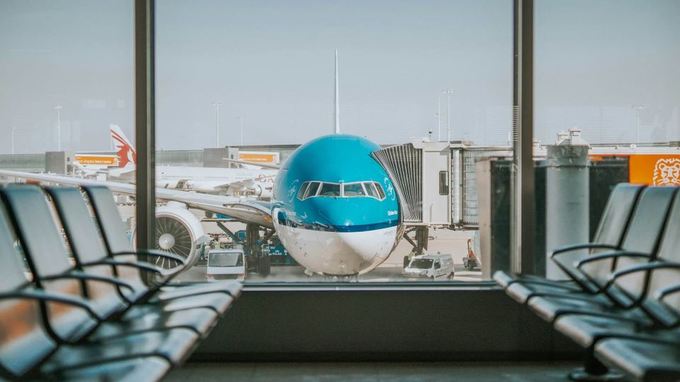 a plane prepares for passengers to board. 