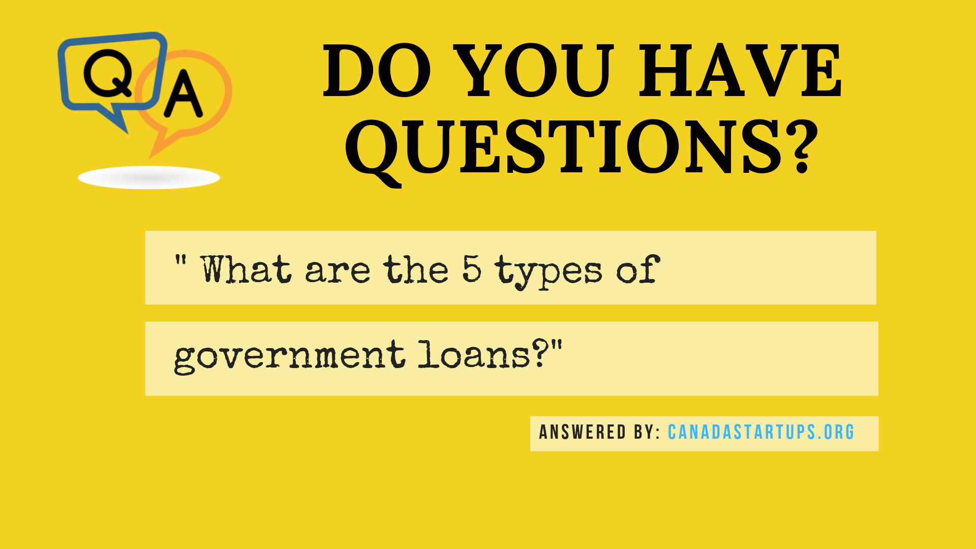 What are the 5 types of government loans?