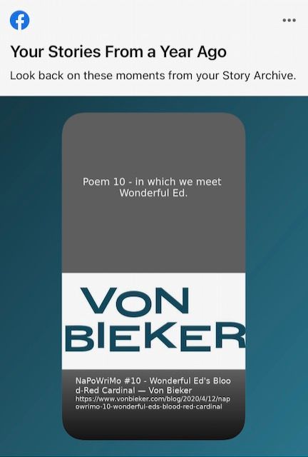 Facebook stories memory from a year ago.