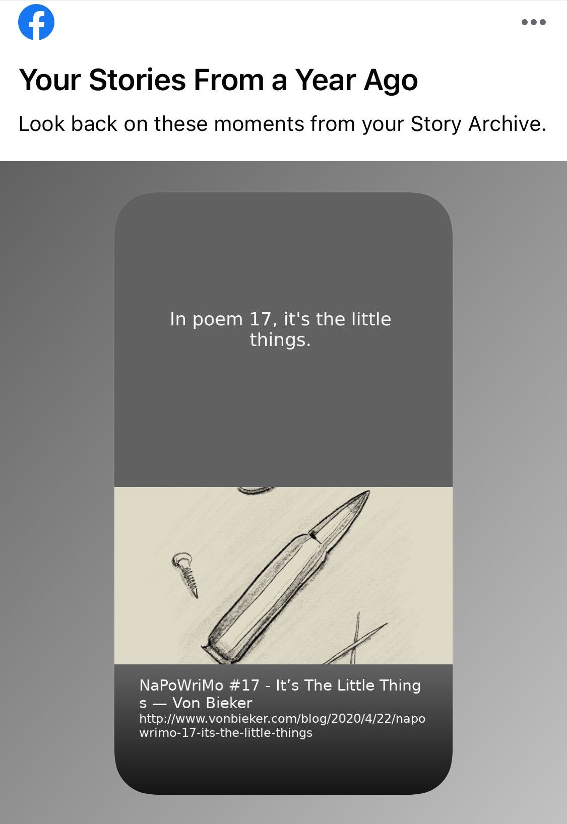 A Facebook story reminder