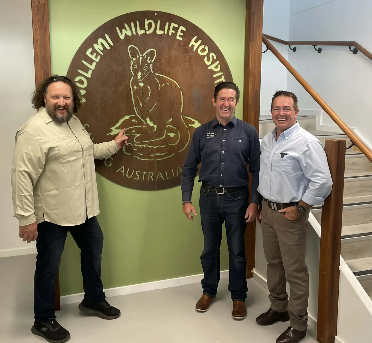 Trevor Evans, Dr Stephen Van Mil and member for Bathurst, Paul Toole at Wollemi Wildlife Hospital. Photo credit Sarah Thompson