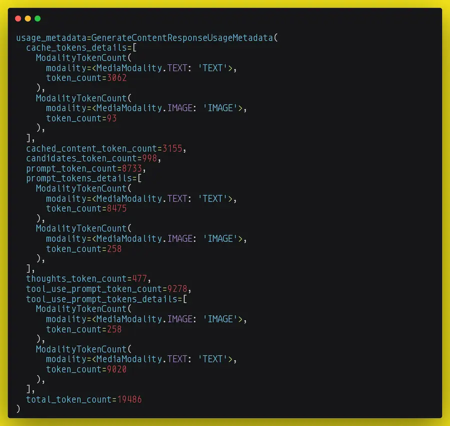 Un esempio di risposta API di Gemini 2.5 Pro