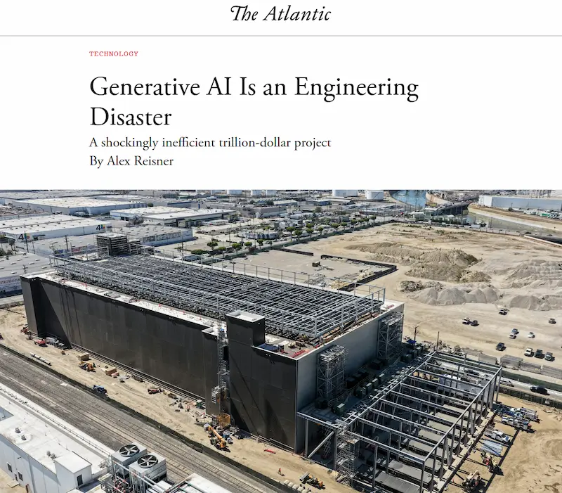 The Atlantic: l’AI generativa è un disastro ingegneristico