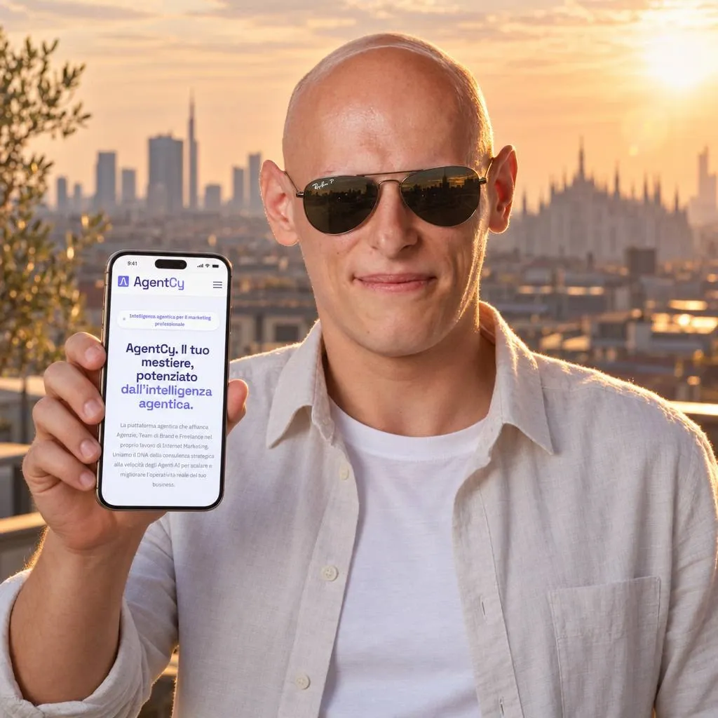 Ritratto all’aperto con smartphone e luce calda nel test di coerenza del volto