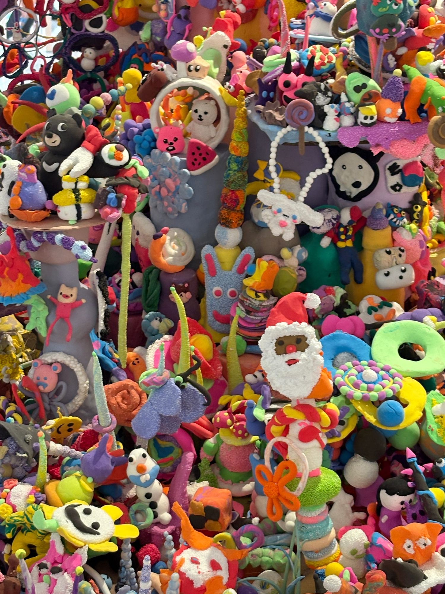 Colorful clay creations made by children.