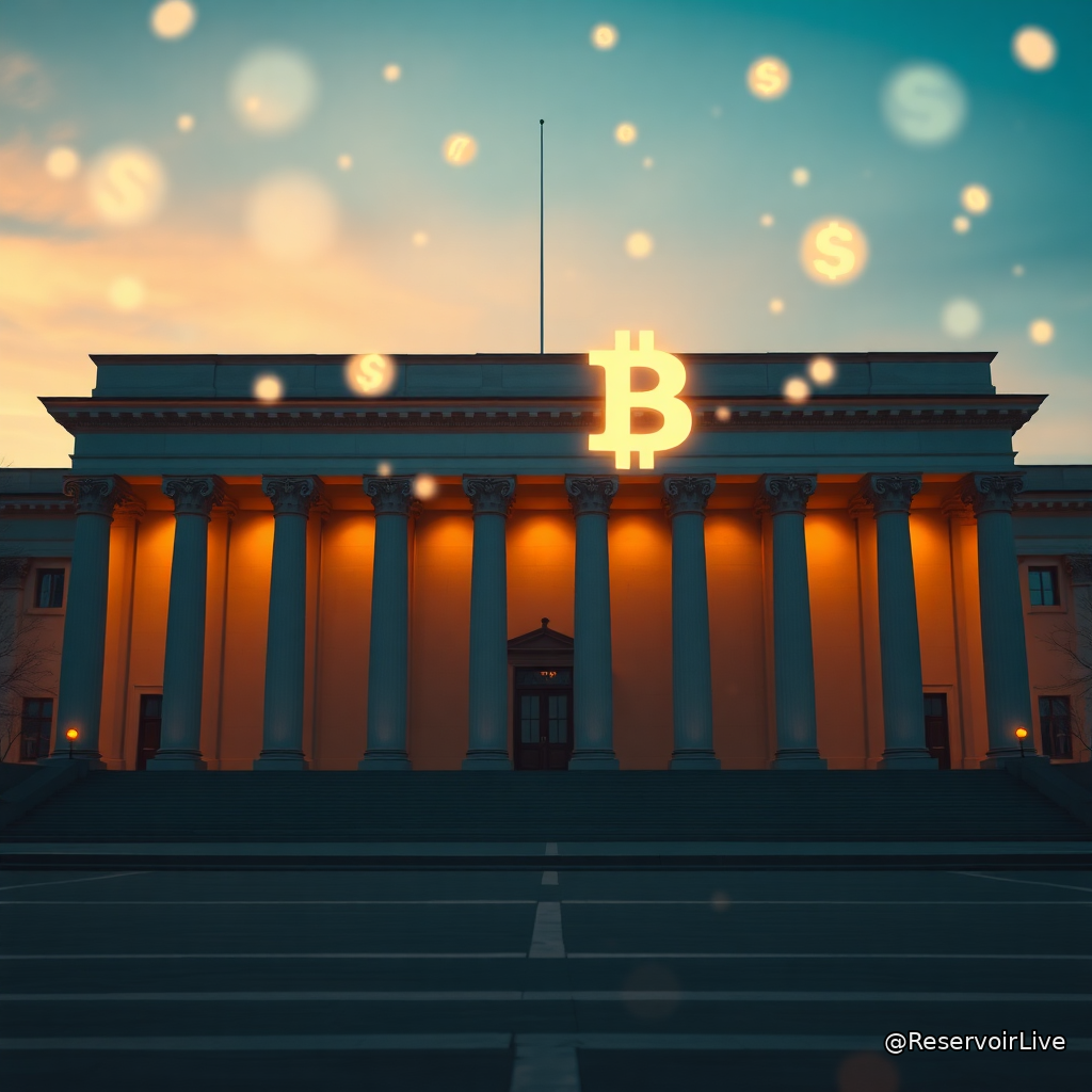 Drapeau russe avec symboles Bitcoin, Ethereum et USDT sur fond bleu représentant l'autorisation officielle du trading crypto