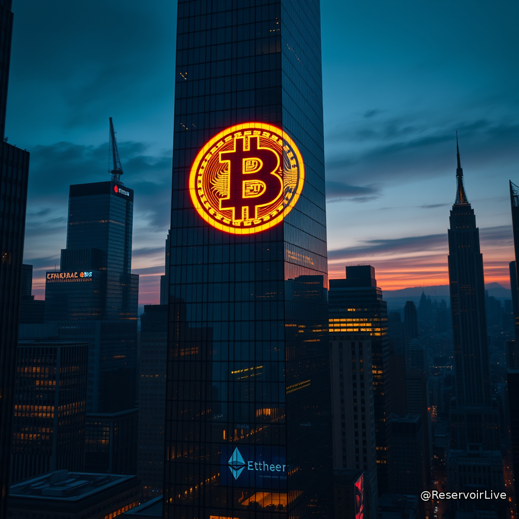 Logo Goldman Sachs et Bitcoin, illustrant l'acquisition de Neos pour les ETF crypto à revenus