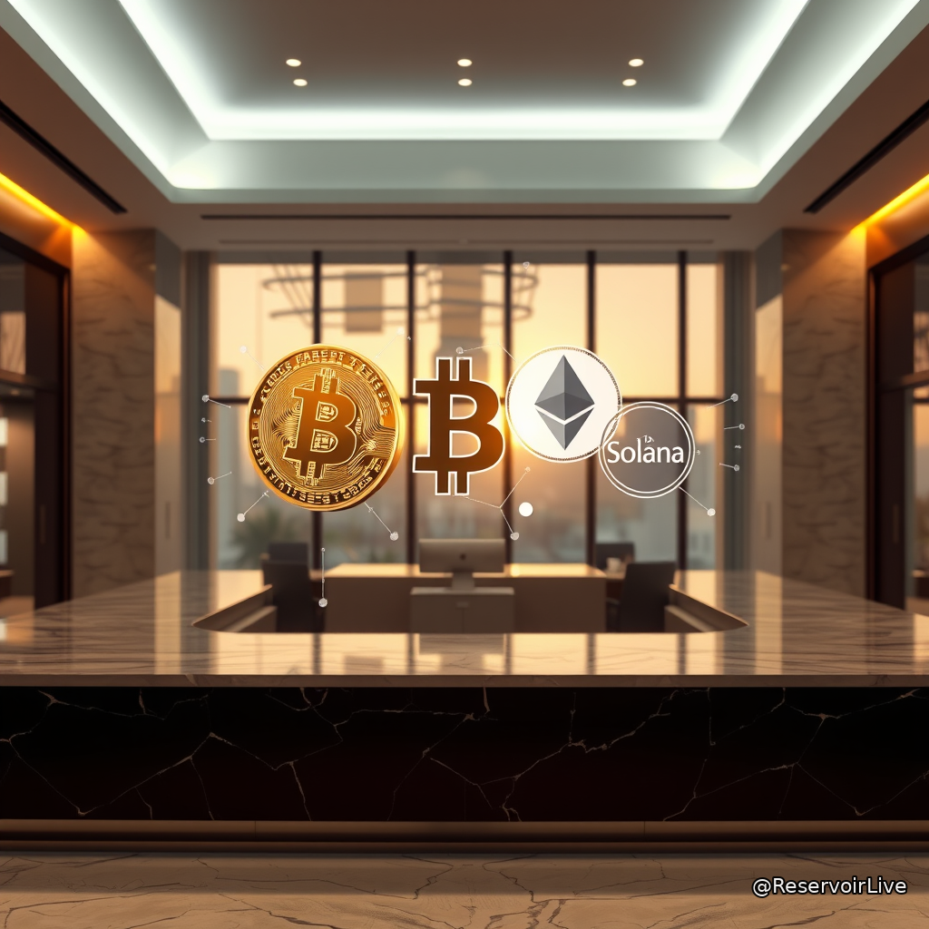 Logo de Bank Leumi avec symboles du Bitcoin, Ethereum et Solana représentant le lancement du service de trading