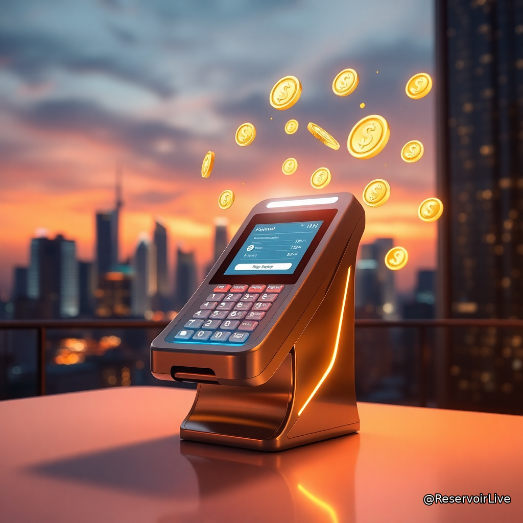 Logo Visa et Dunamu avec symboles de paiement crypto et stablecoins sur fond bleu