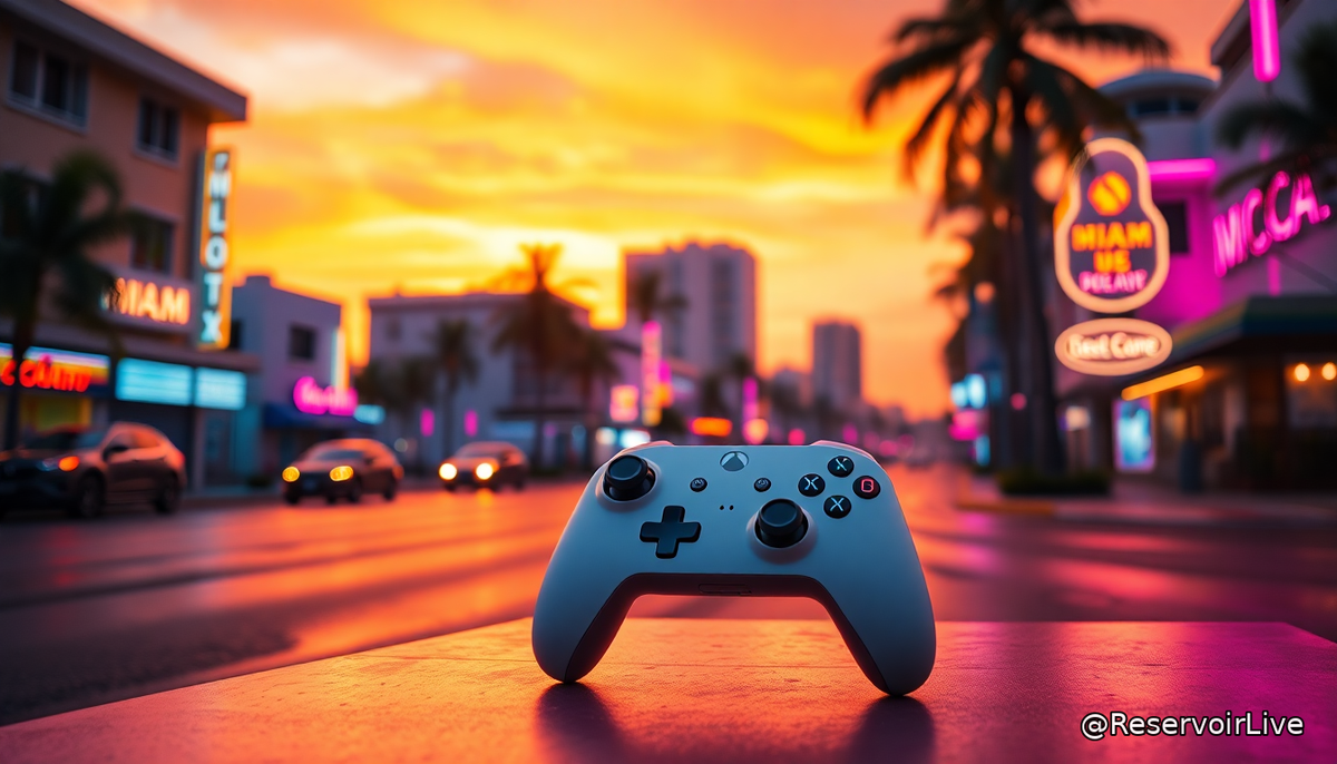 Présentation du gameplay de GTA 6 lors de l'événement en direct avec manettes DualSense édition limitée Vice City