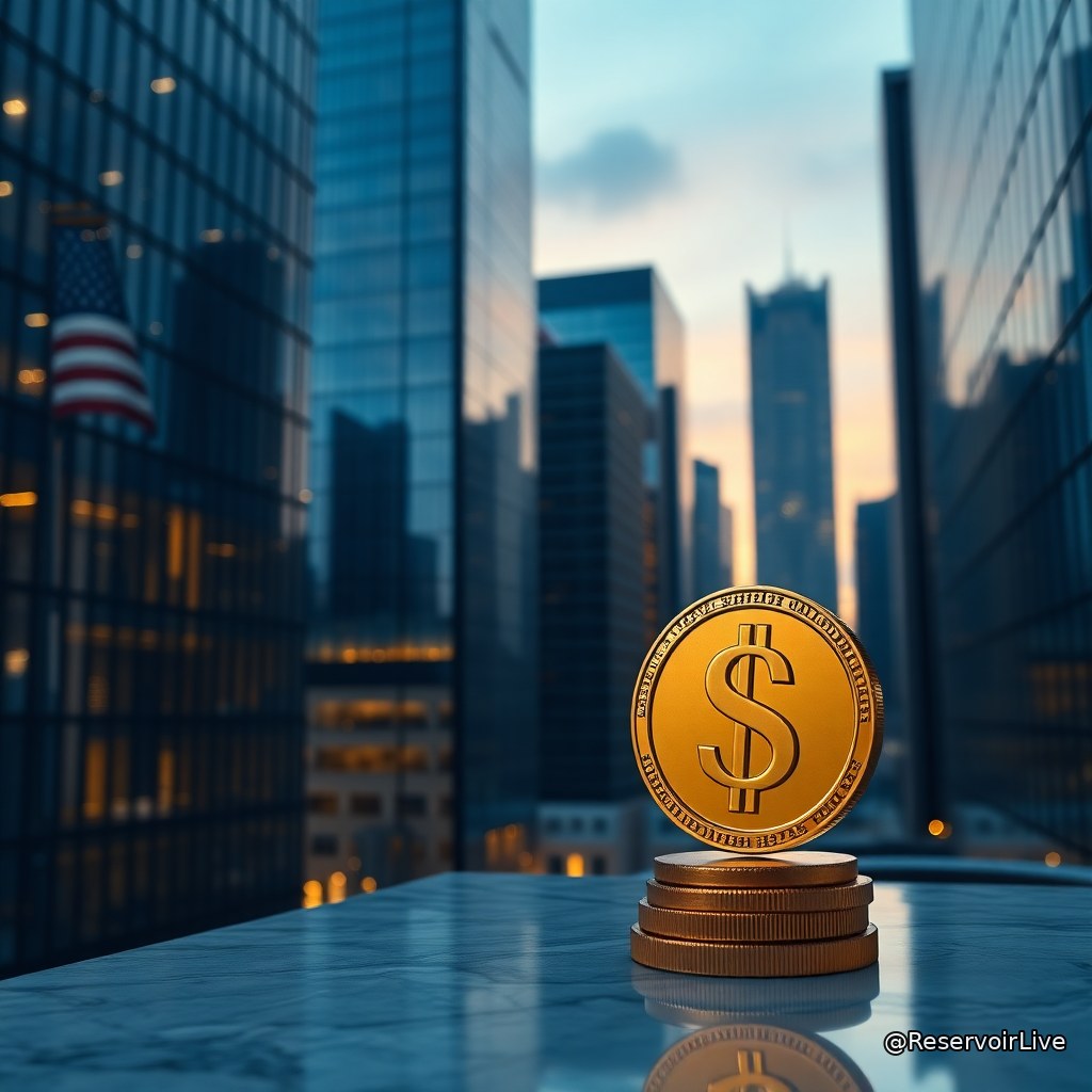 Logo Tether et symbole du dollar américain représentant le lancement d'USA₮