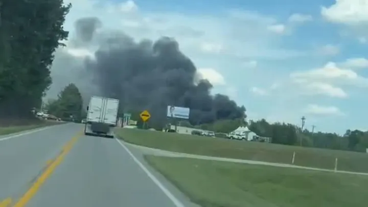 Brush fire sends thick smoke billowing over Haywood