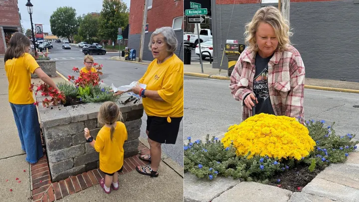 Garden Club refreshes downtown planters with fall flowers