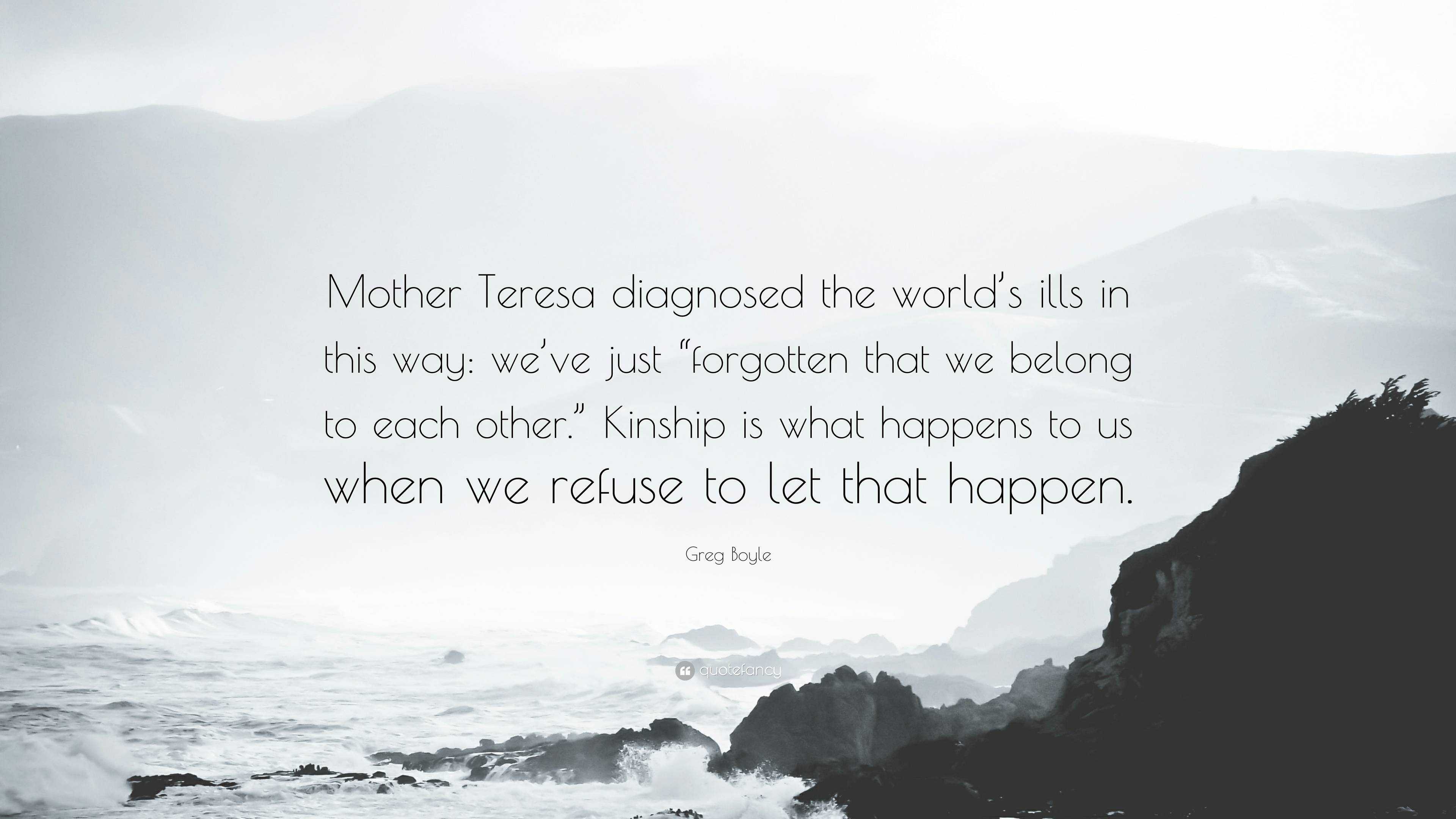Greg Boyle Quote: “Mother Teresa diagnosed the world's ills in ...