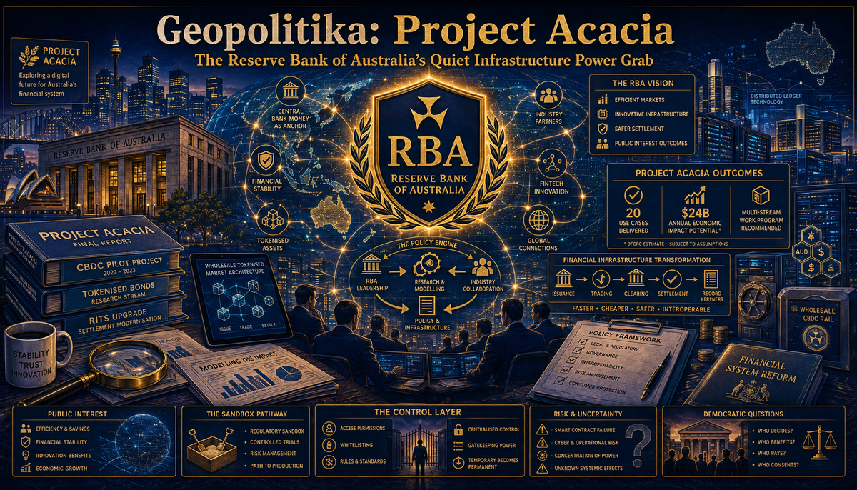 Geopolitika: Project Acacia – The Reserve Bank of Australia’s Quiet Infrastructure Power Grab