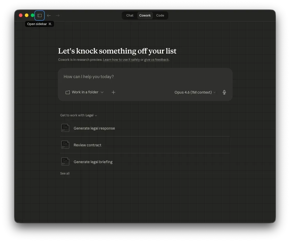 Cowork-fliken i claude.ai