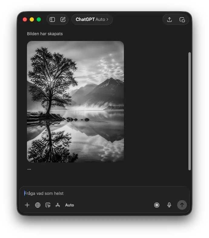 GPT Image 1.5 genererar en bild i ChatGPT