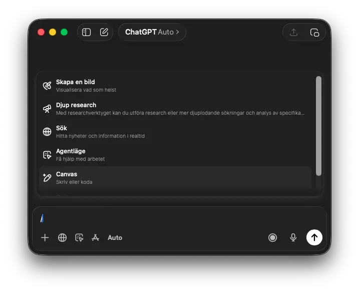 Canvas-vyn i ChatGPT