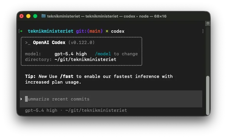 Codex CLI i terminalen