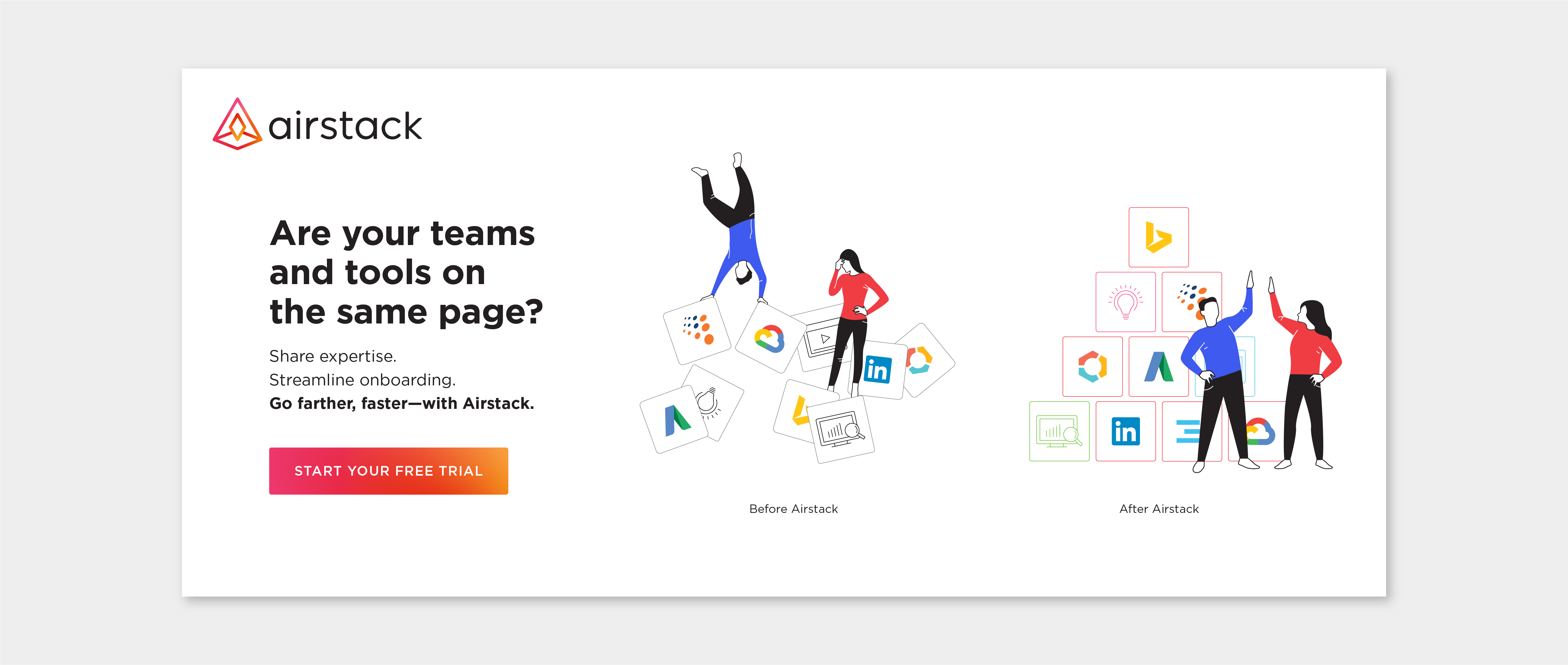 Example digital advertisement demonstrating how Airstack translated their new brand story into a launch campaign