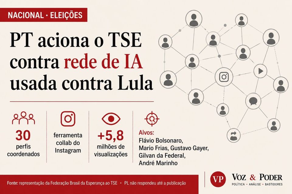 PT aciona TSE contra rede de perfis com IA usada contra Lula e a favor de Flávio