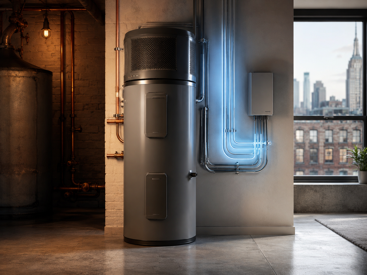 New York Heat Pump Water Heater Retrofit Shows Domestic Hot Water Is Becoming an Electrification Battleground Post feature image