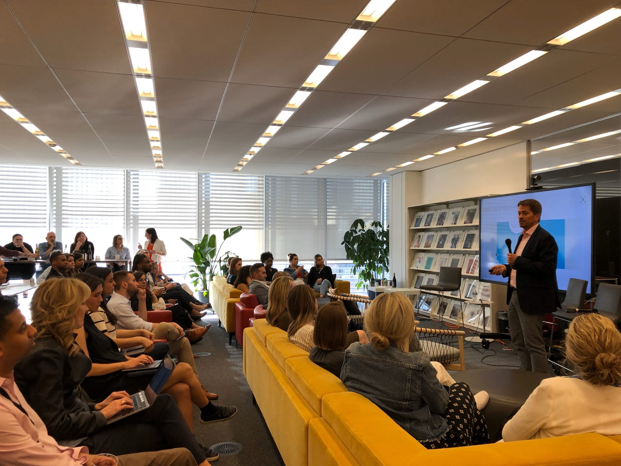 Helen and Dave Edwards speaking at The New York Times