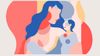An abstract image of a mother and child