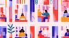 An abstract image of office workers