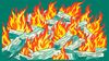 Abstract image of burning pile of cash