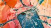 An abstract image of a broken iPhone 