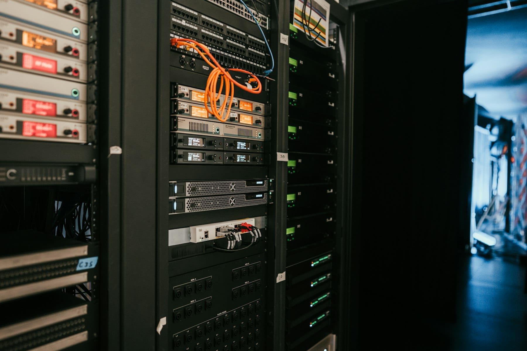 Rows of servers in a data centre