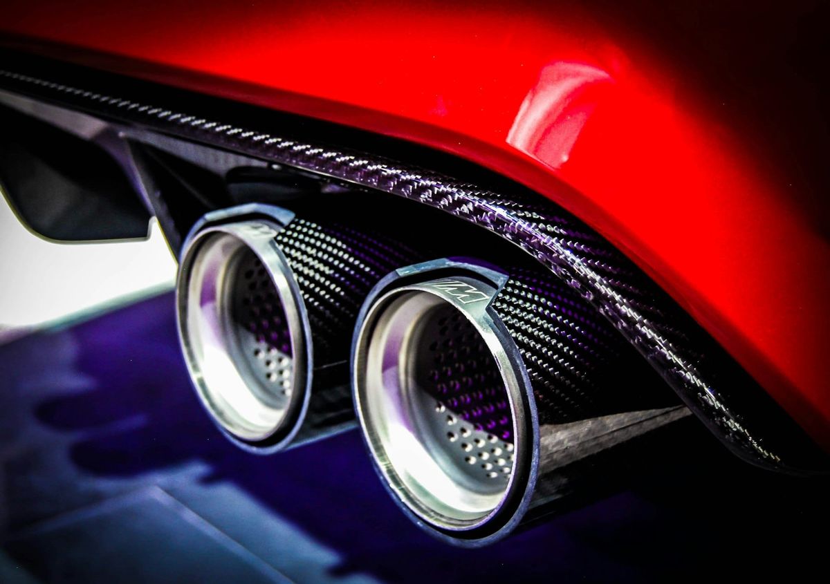 Close-up of a car's exhaust pipe