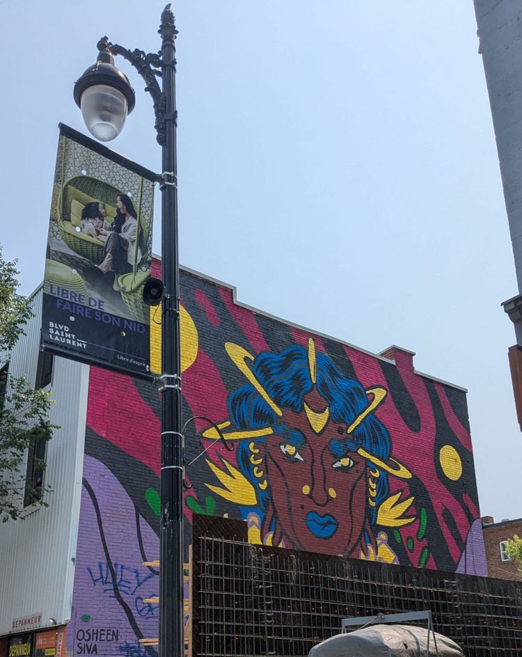 photo: colorful mural of someone's deity, Blvd Saint Laurent