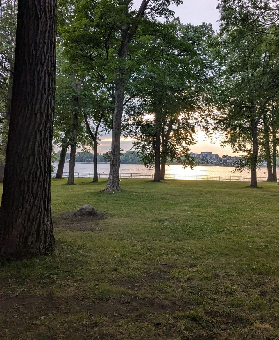 photo: sunset over the prairie river, parc de beausejour, montreal, qc