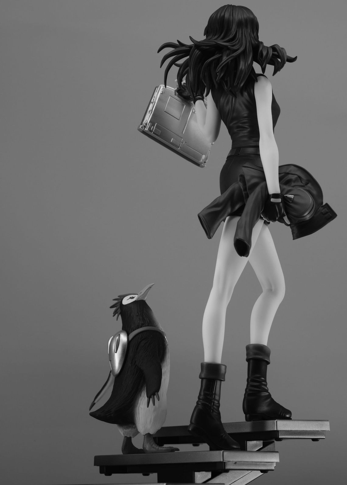 Misato and PenPen B&W