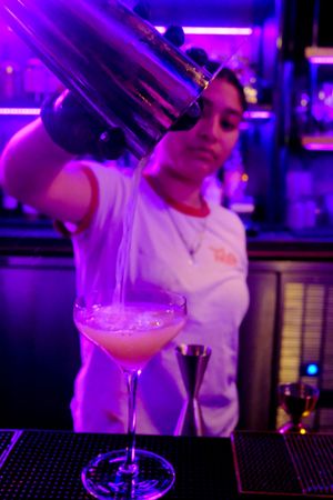 Getting a fancy cocktail in Honolulu!