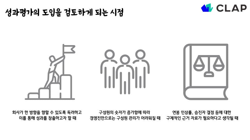 성과평가의 도입을 검토하게 되는 시점
