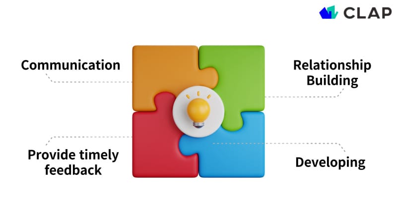 좋은 성과관리 요소 : Communication, Relationship Building, Provide timely feedback, Developing