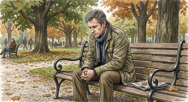 Good intentions without action is what this man looks dejected