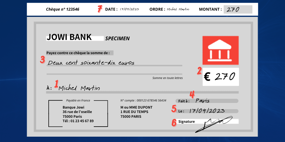 exemple de chèque rempli