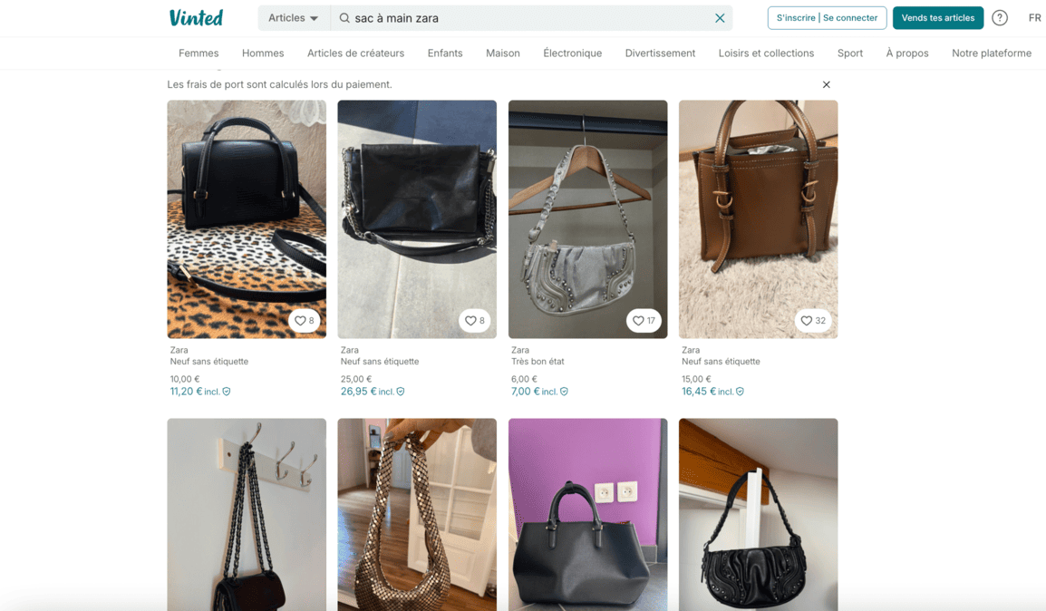 sac à main zara vinted