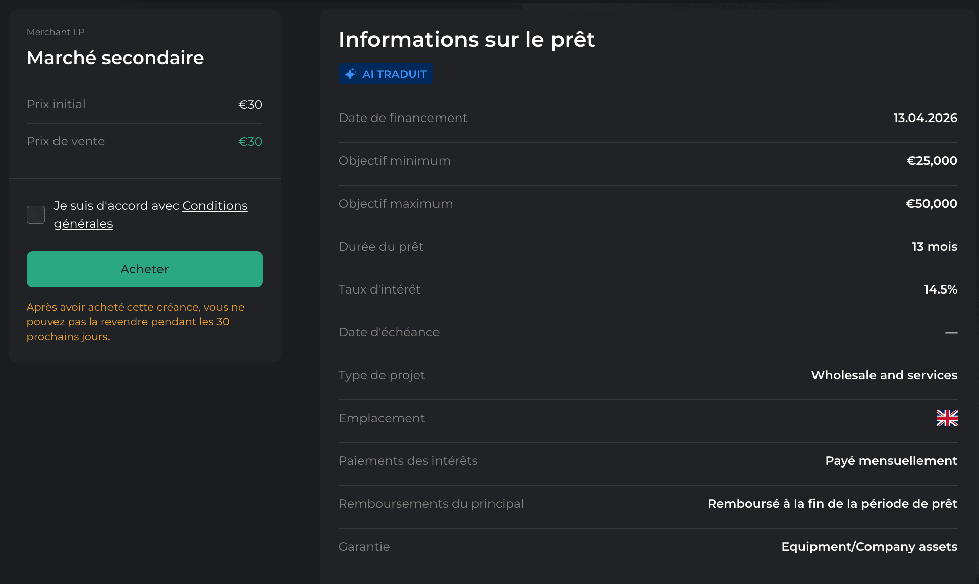 informations projet maclear crowdlending